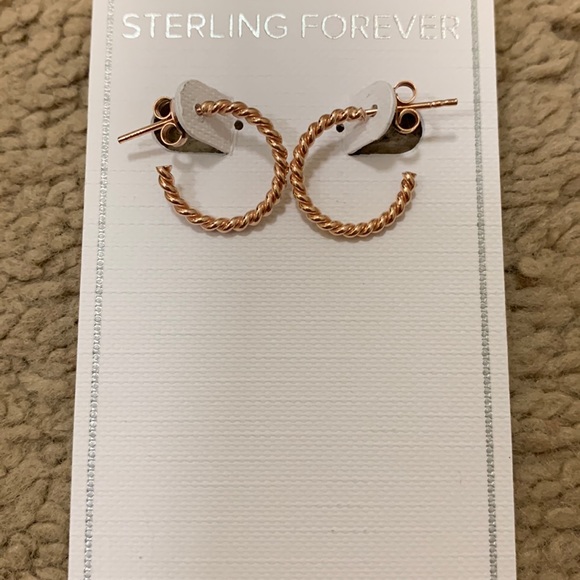 NIB 14k Rose Gold & Sterling Silver Earrings - Picture 2 of 4